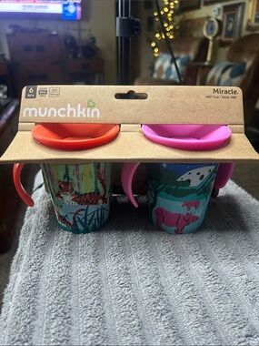 Munchkin Pink and Orange Miracle 360° Spoutless Cups (2-Pack)